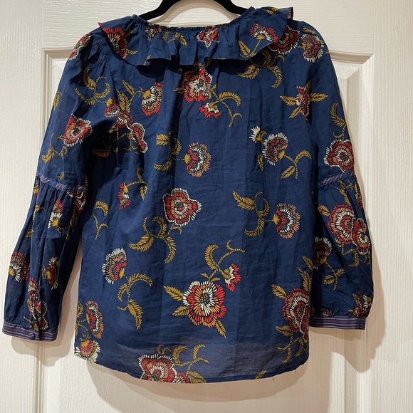 Madewell X Warm Ruffle Collar Top In Honolulu Hibiscus - Picture 3 of 7